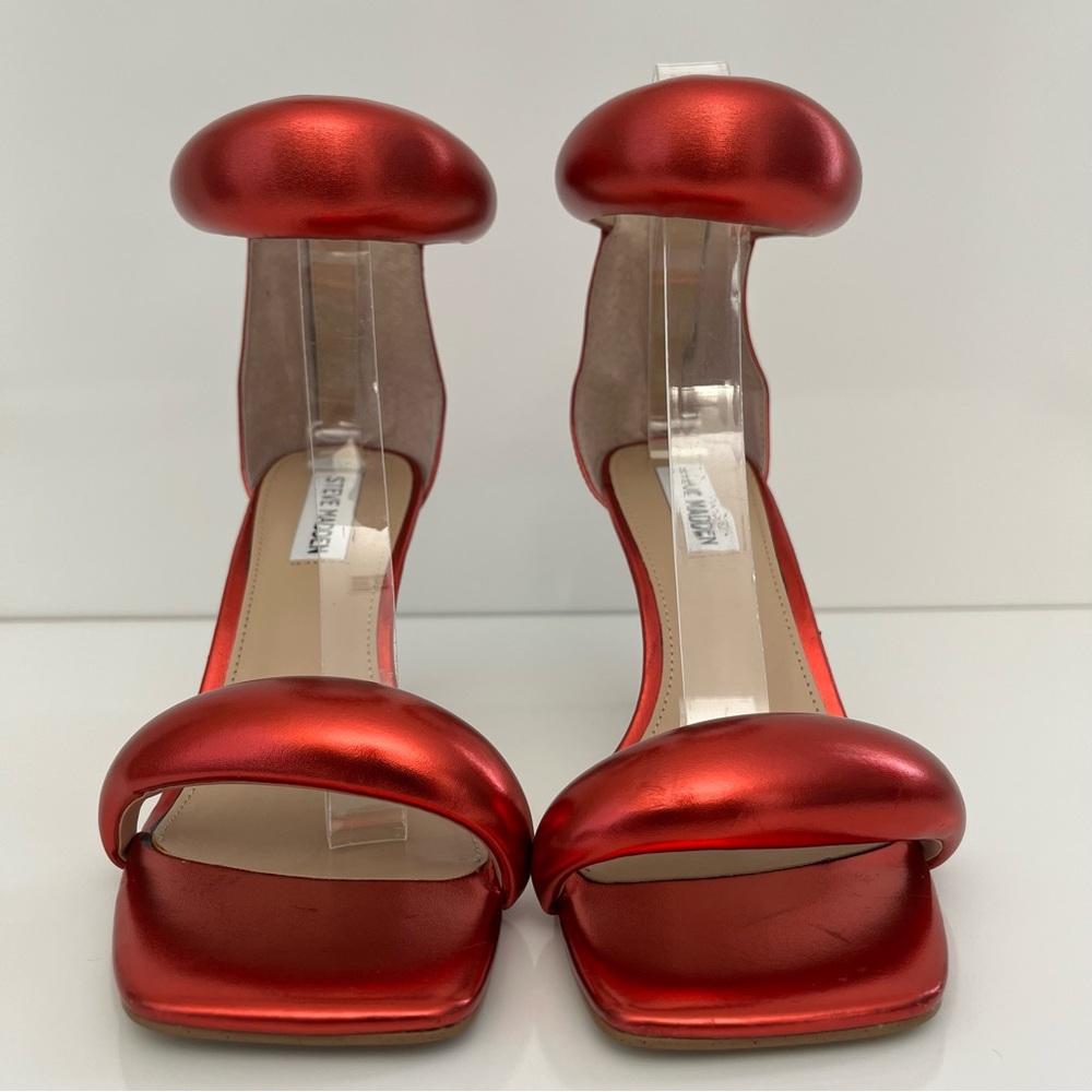 STEVE MADDEN Partay Ankle-Strap Stiletto Sandals in Red NEW - Picture 7 of 13